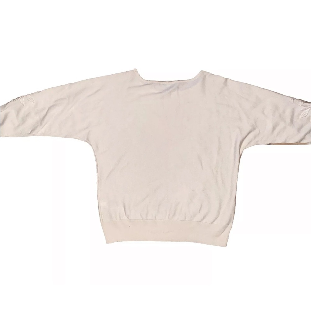 Chicos Embroidered Crewneck Sweater Size 2/Large Clean Girl GrannyCore Old Money - Picture 8 of 11